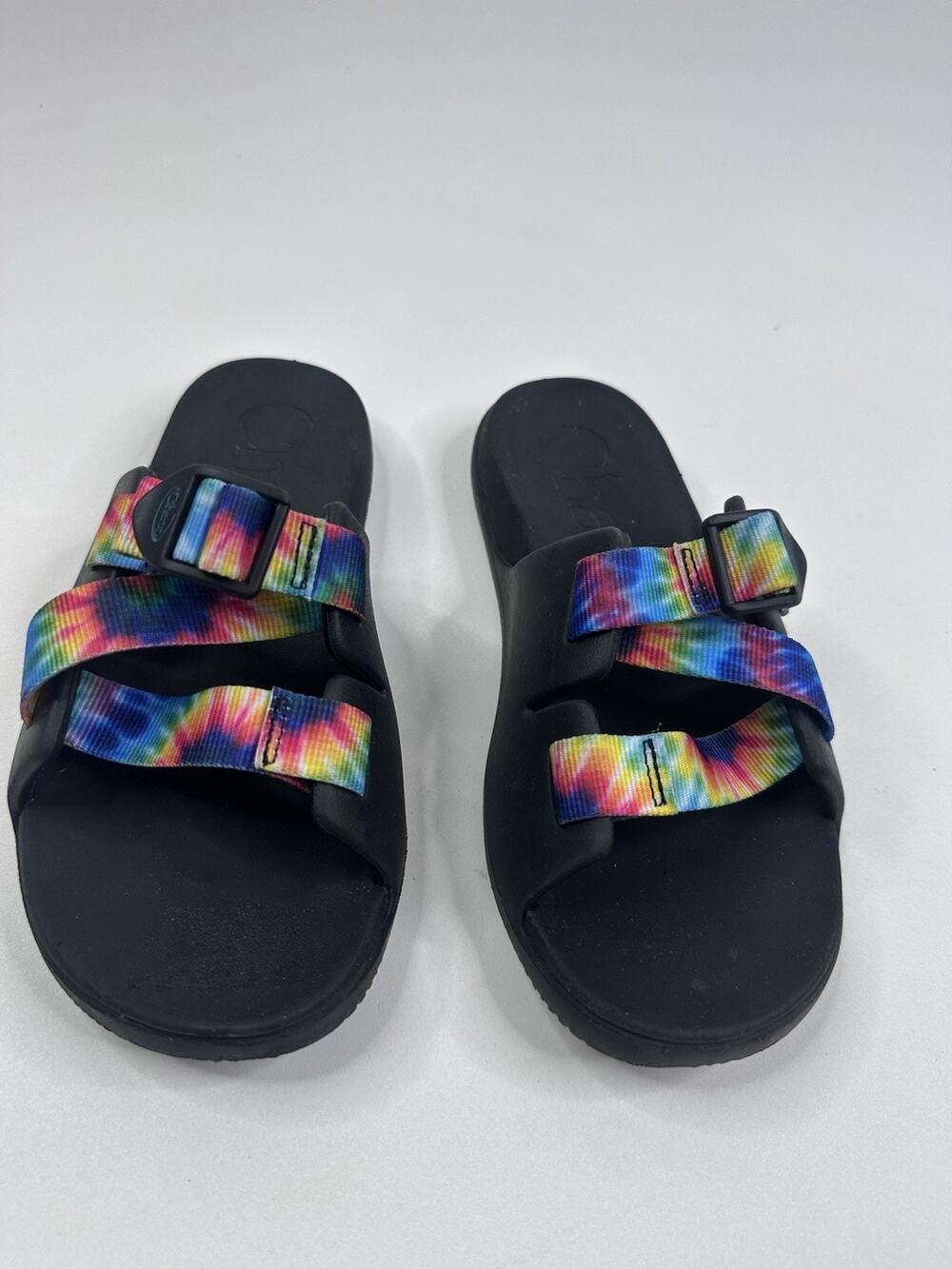 Chaco Chillos Slide K4 Youth Big Girl Sandal Lightweight Rainbow Tie Dye Beach